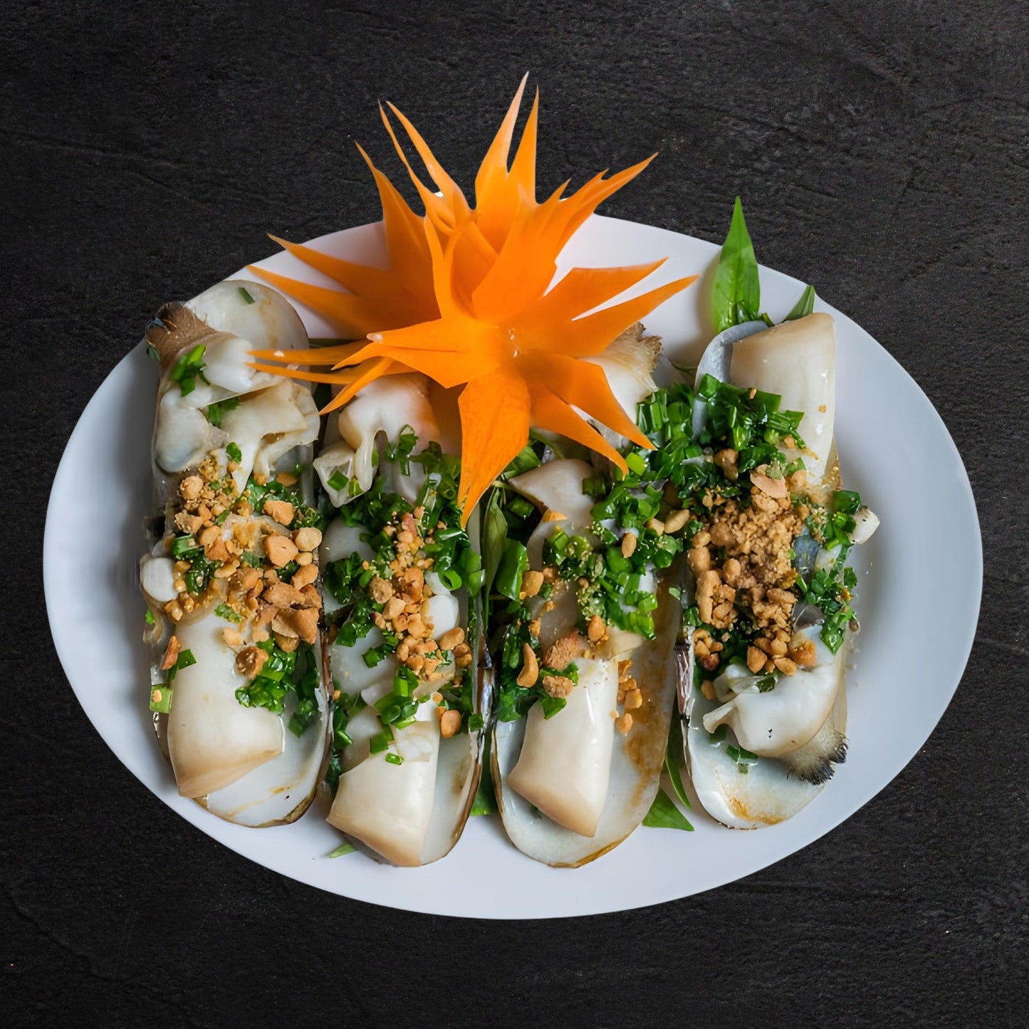 Razor Clams Grilled with Scallion Oil