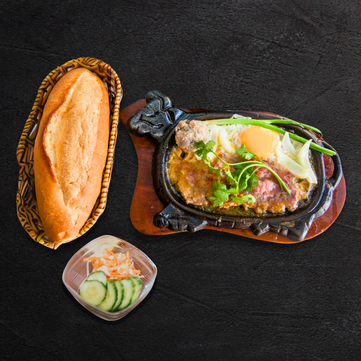 Vietnamese Sizzling Beefsteak with Baguette