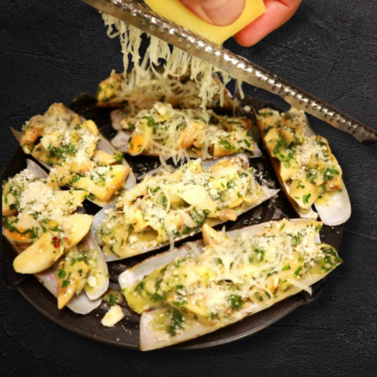 Razor Clams Grilled with Cheese