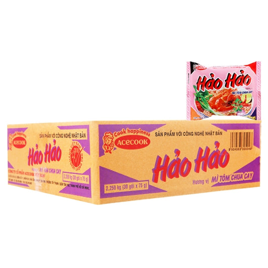 Box of Hao Hao Spicy and Sour Shrimp Instant Noodles